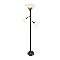 3 Light Floor Lamp with Scalloped Glass Shades