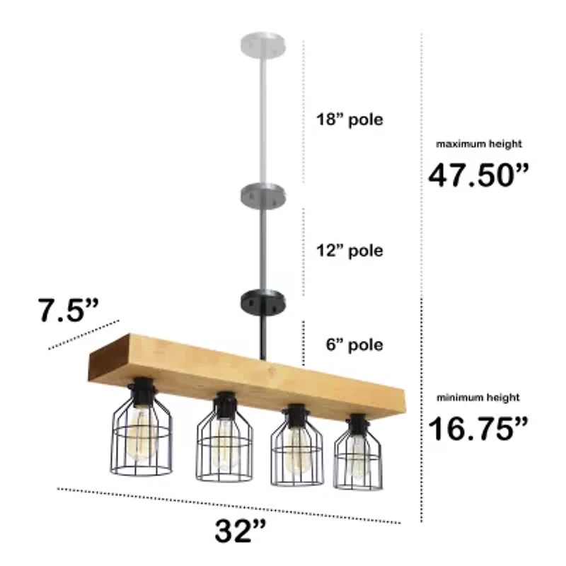 4 Light Farmhouse Beam Pendant
