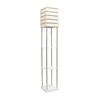 1 Light Metal Etagere Floor Lamp with Storage Shelves