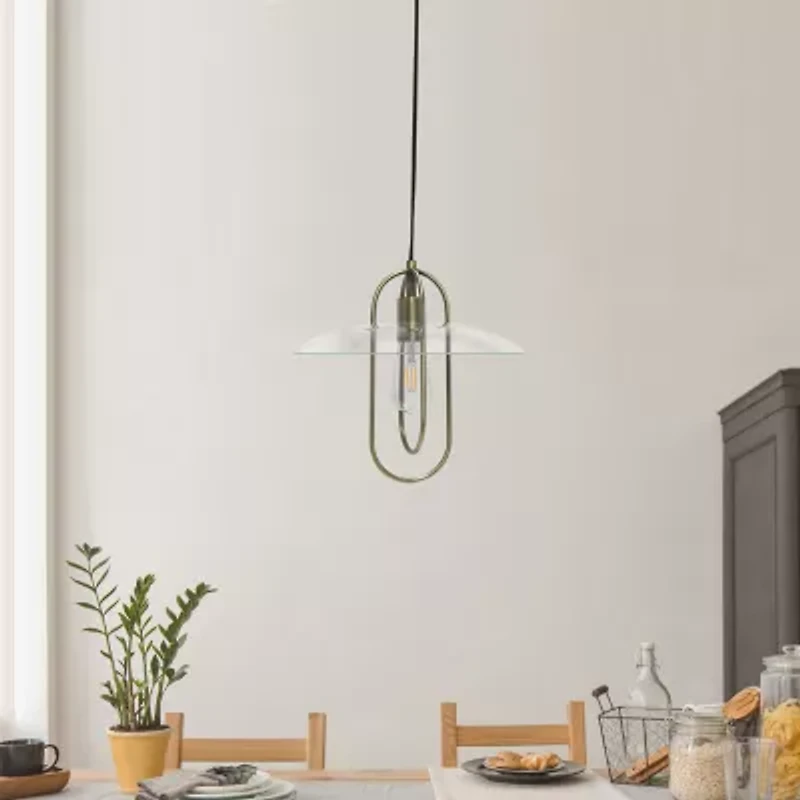 1 Light Elongated Metal Pendant