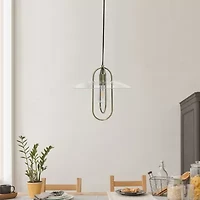 1 Light Elongated Metal Pendant