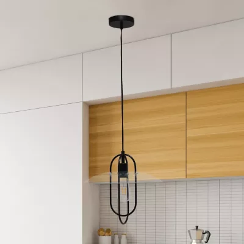 1 Light Elongated Metal Pendant