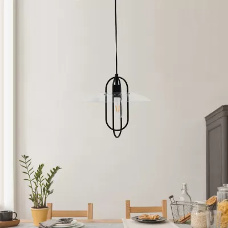 1 Light Elongated Metal Pendant