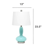 Lalia Home Glass Dollop With White Fabric Shade Table Lamp