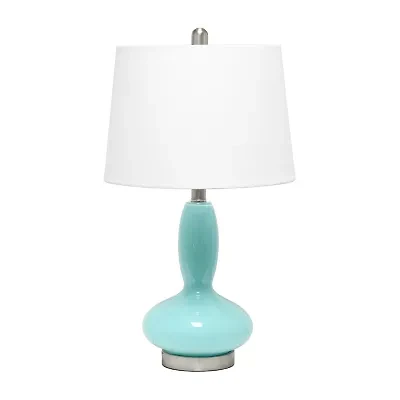 Lalia Home Glass Dollop With White Fabric Shade Table Lamp