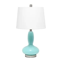 Lalia Home Glass Dollop With White Fabric Shade Table Lamp