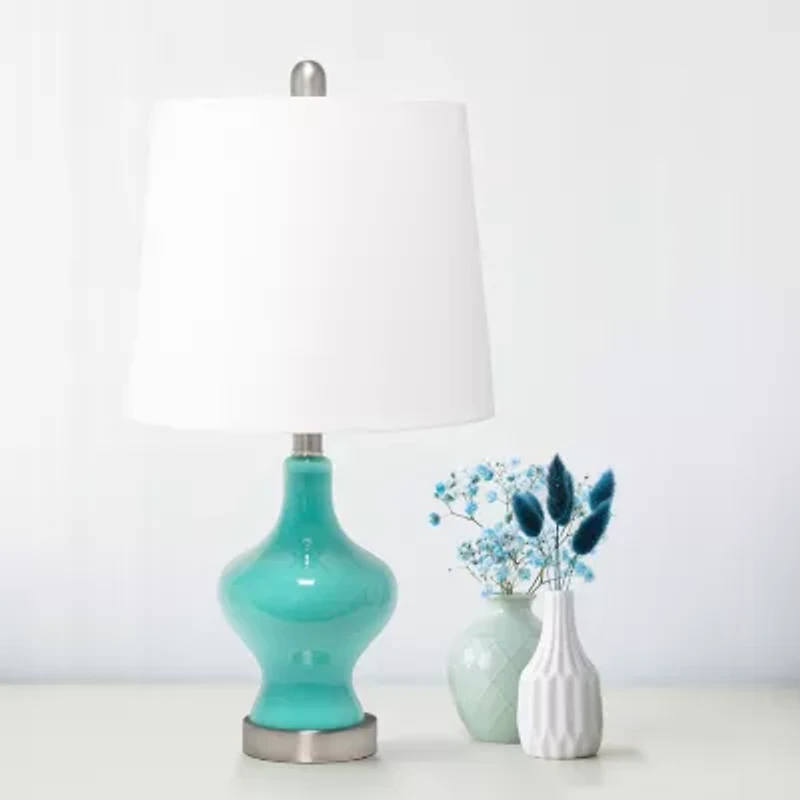 All the Rages Lalia Home Paseo With White Fabric Shade Glass Table Lamp