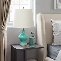 All the Rages Lalia Home Paseo With White Fabric Shade Glass Table Lamp