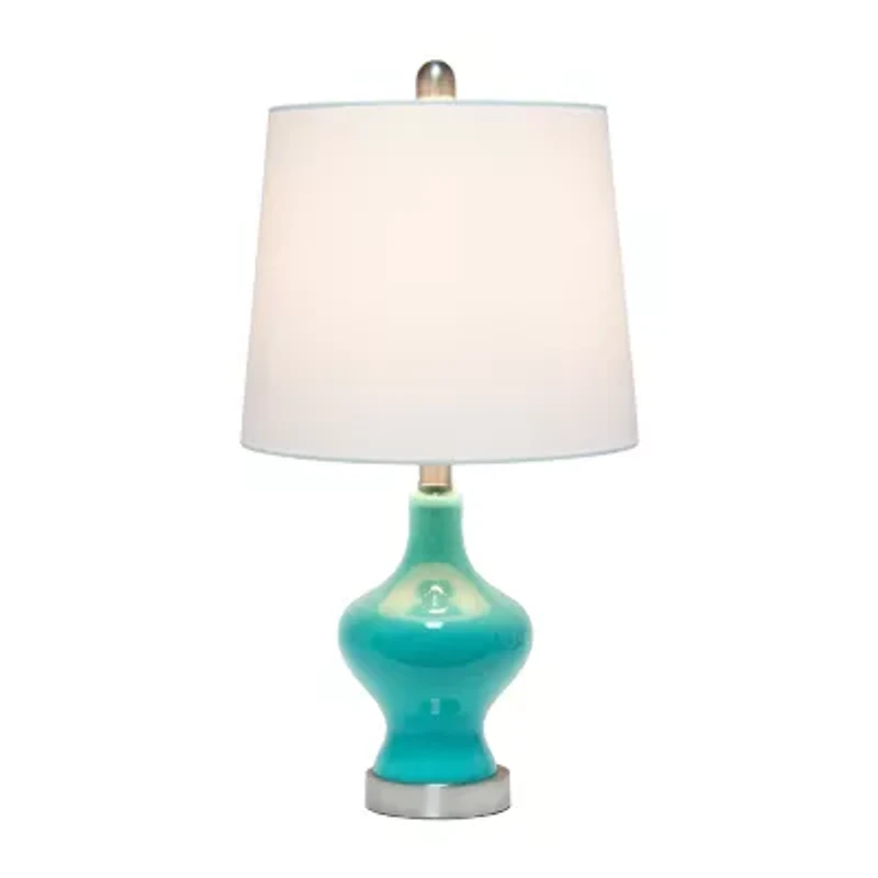 All the Rages Lalia Home Paseo With White Fabric Shade Glass Table Lamp