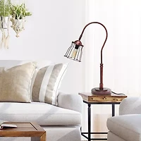 Rustic Caged Shade Metal Table Lamp