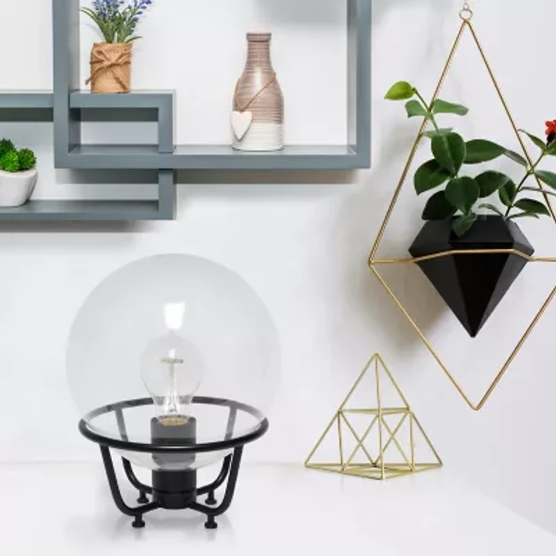 All the Rages Black Globe Glass Metal Table Lamp