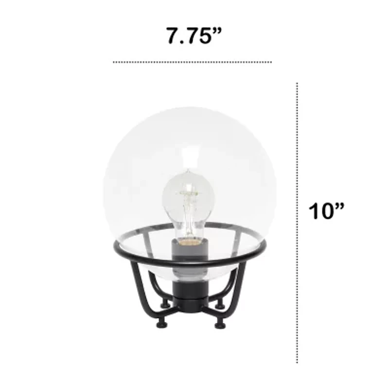 All the Rages Black Globe Glass Metal Table Lamp