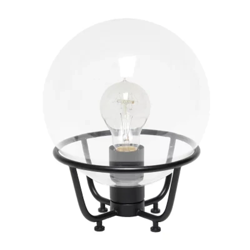 All the Rages Black Globe Glass Metal Table Lamp
