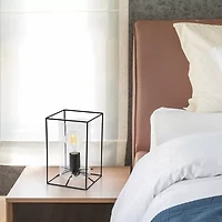 All the Rages Black Metal Frame With Clear Shade Glass Table Lamp