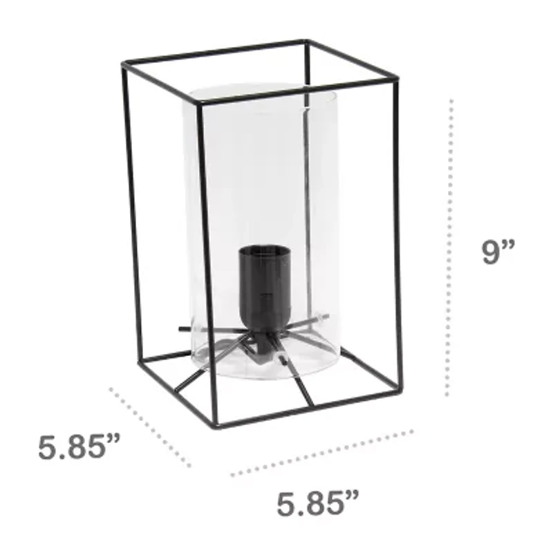All the Rages Black Metal Frame With Clear Shade Glass Table Lamp