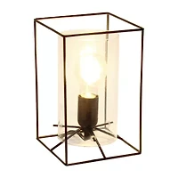 All the Rages Black Metal Frame With Clear Shade Glass Table Lamp