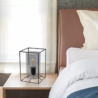 All the Rages Black Metal Frame With Clear Shade Glass Table Lamp
