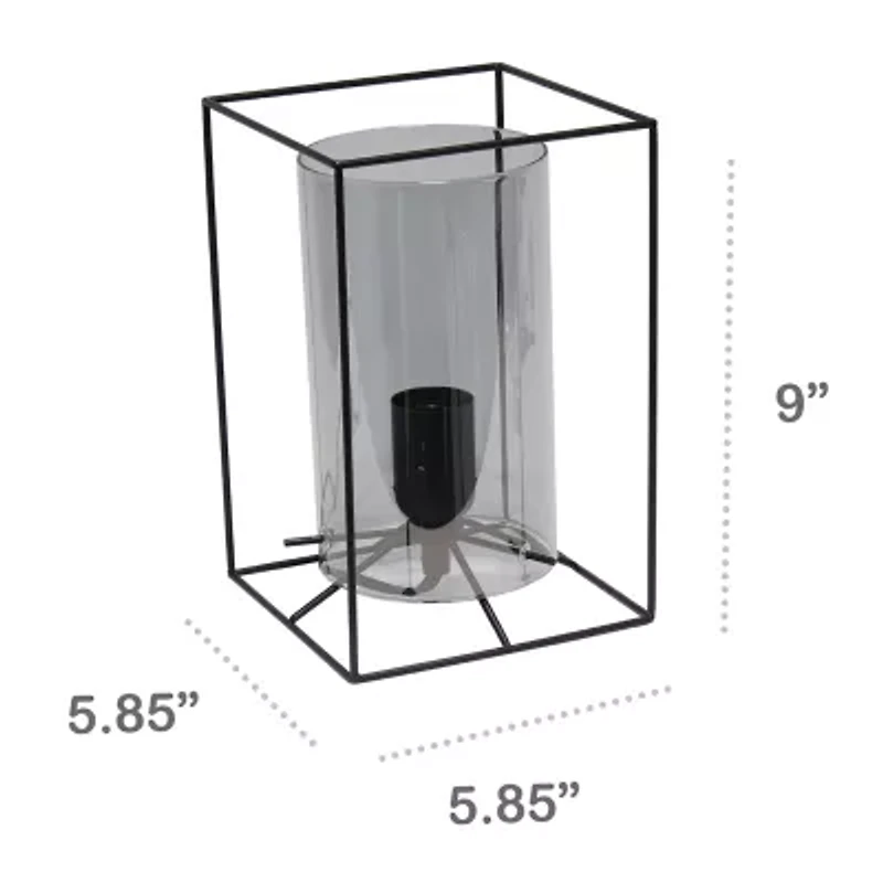 All the Rages Black Metal Frame With Clear Shade Glass Table Lamp