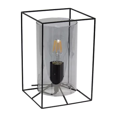 All the Rages Black Metal Frame With Clear Shade Glass Table Lamp