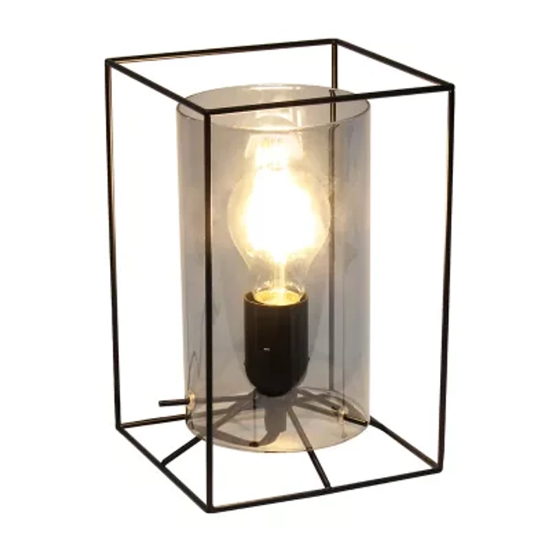 All the Rages Black Metal Frame With Clear Shade Glass Table Lamp