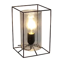 All the Rages Black Metal Frame With Clear Shade Glass Table Lamp