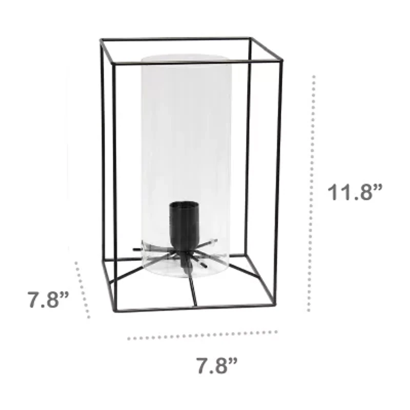 All the Rages Large Black Metal Frame With Clear Shade Glass Table Lamp