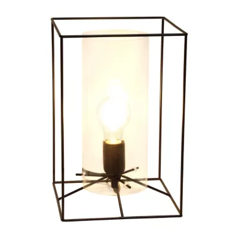 All the Rages Large Black Metal Frame With Clear Shade Glass Table Lamp