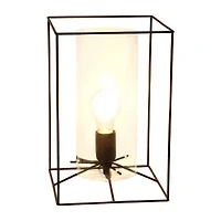 All the Rages Large Black Metal Frame With Clear Shade Glass Table Lamp