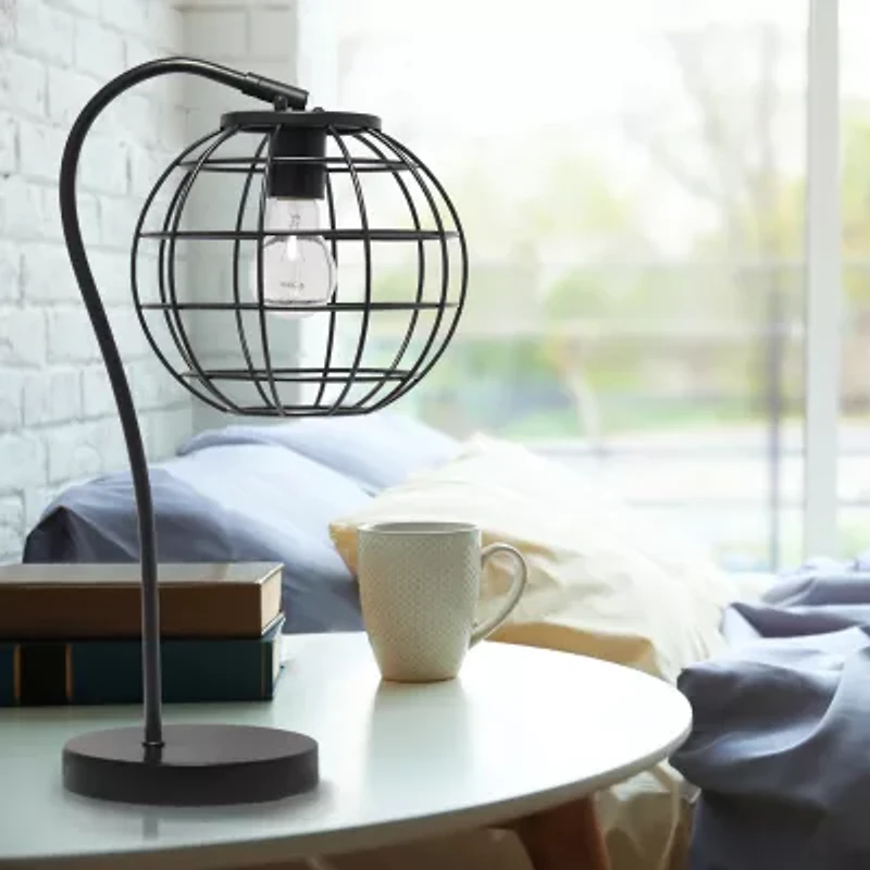 All the Rages Antique Brass Arched Cage Metal Table Lamp