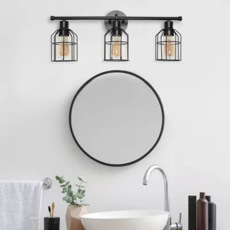 All the Rages Black Industrial Wired Vanity Light