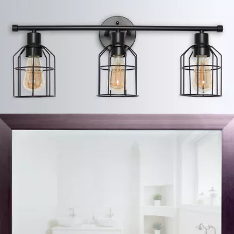 All the Rages Black Industrial Wired Vanity Light