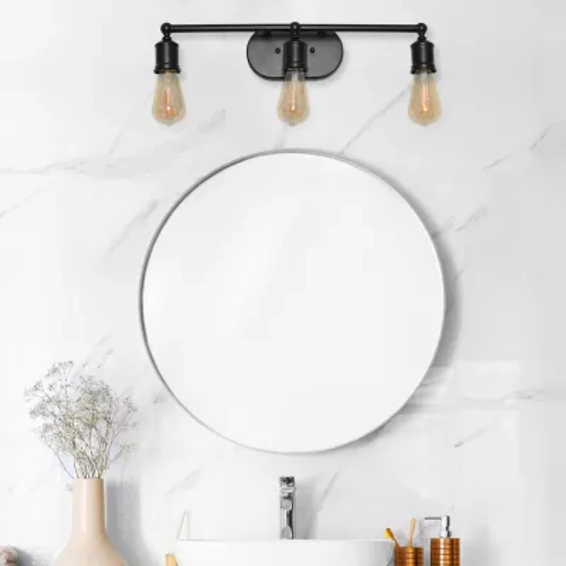 All the Rages Matte Black Industrial Metal Vanity Light