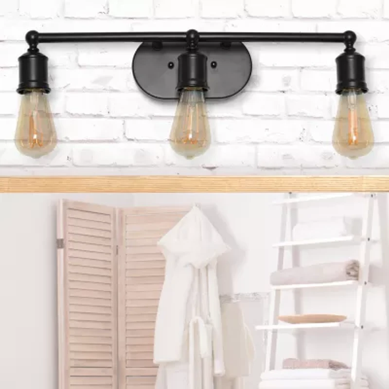 All the Rages Matte Black Industrial Metal Vanity Light
