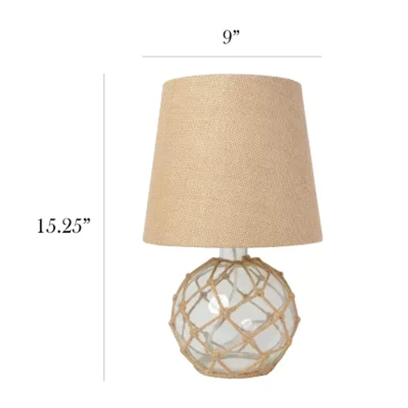 All the Rages Aqua With White Shade Glass Table Lamp