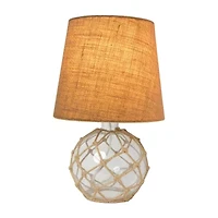 All the Rages Aqua With White Shade Glass Table Lamp