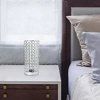 All the Rages Cylinder Shape Crystal Chrome Metal Table Lamp