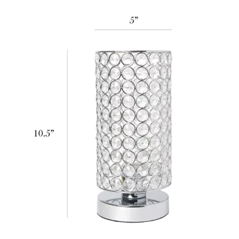 All the Rages Cylinder Shape Crystal Chrome Metal Table Lamp