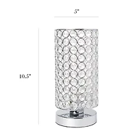 All the Rages Cylinder Shape Crystal Chrome Metal Table Lamp