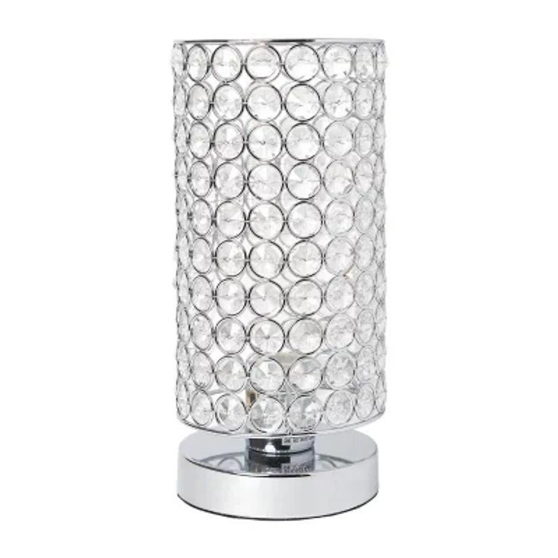 All the Rages Cylinder Shape Crystal Chrome Metal Table Lamp