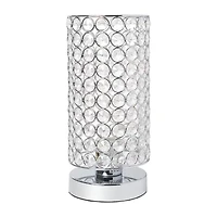 All the Rages Cylinder Shape Crystal Chrome Metal Table Lamp