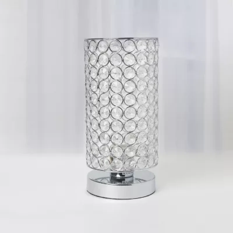 All the Rages Cylinder Shape Crystal Chrome Metal Table Lamp