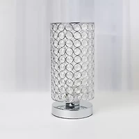 All the Rages Cylinder Shape Crystal Chrome Metal Table Lamp