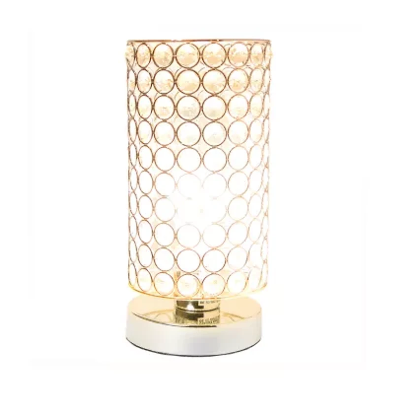 All the Rages Cylinder Shape Crystal Chrome Metal Table Lamp