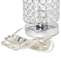 All the Rages Cylinder Shape Crystal Chrome Metal Table Lamp