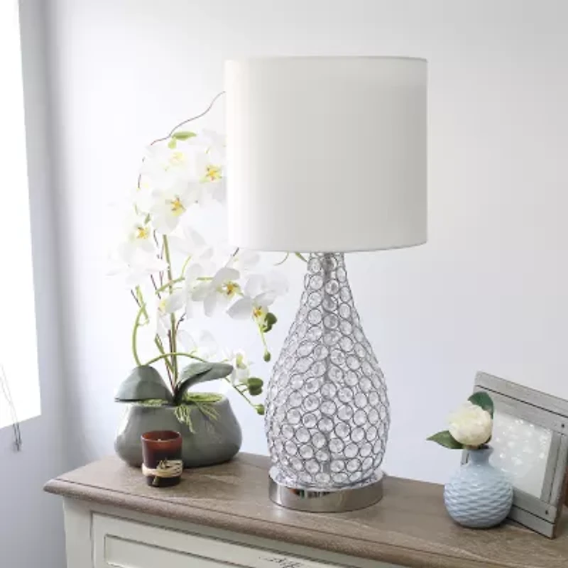 All the Rages Pin Shaped Crystal Chrome Metal Table Lamp