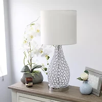 All the Rages Pin Shaped Crystal Chrome Metal Table Lamp