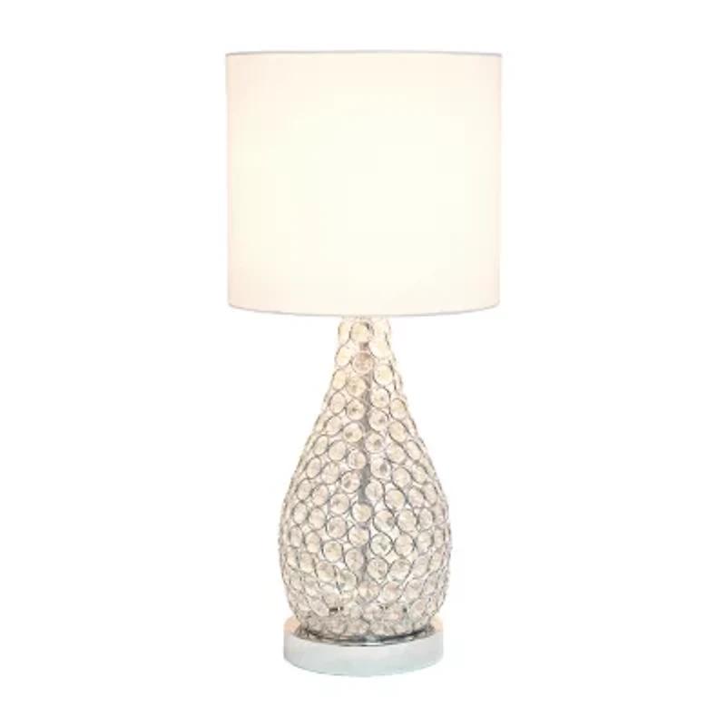 All the Rages Pin Shaped Crystal Chrome Metal Table Lamp