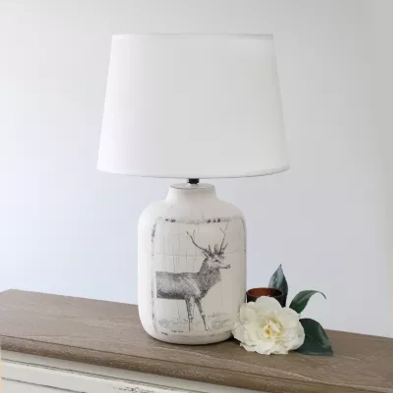 All the Rages Deer Print Ceramic Table Lamp