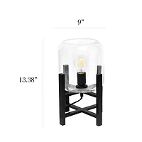 All the Rages Black Wood Mounted Lamp With Clear Glass Table