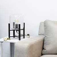 All the Rages Black Wood Mounted Lamp With Clear Glass Table